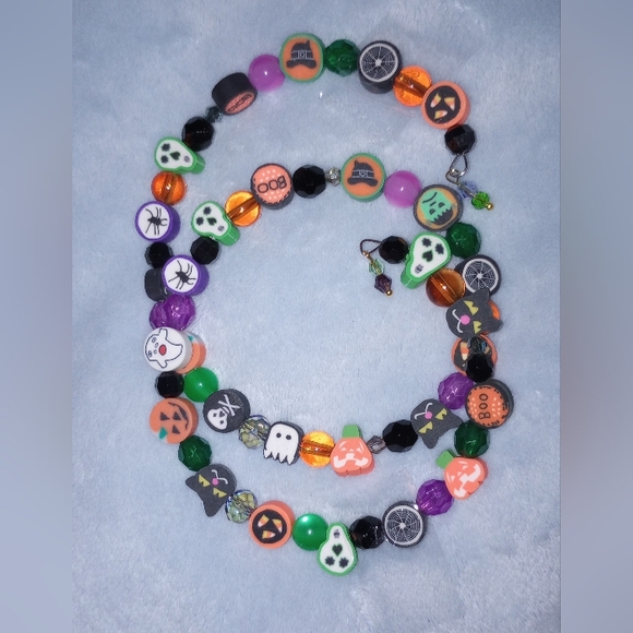 Halloween Wrap Around Beaded Bracelet Earrings Unique Sparkly Handmade - Picture 3 of 10